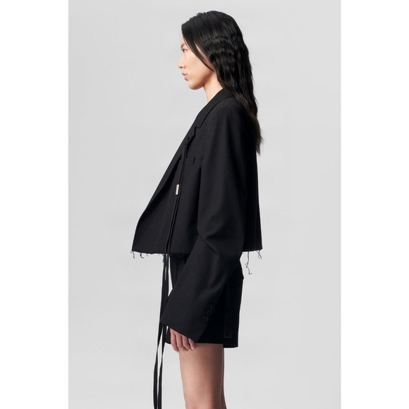 Ann Demeulemester Inge Minimilist Cropped Raw Hem Blazer - Picture 7 of 11